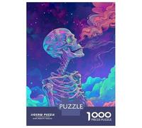Jigsaw Puzzle 1000 Piece for Teenagers Psychedelic Smoking Skeleton Art Print Jigsaw for Adults Hands-on Game Wall Decoration Deal As Gifts for The Whole Family 52x38cm/1000pcs
