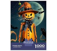 Jigsaw Puzzle 1000 Piece for Teenagers Pumpkin Scarecrow Halloween Jigsaw for Adults Fun Games Birthday Present for Birthday, Chrismas 70x50cm/1000pcs