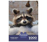 Jigsaw Puzzle 1000 Piece for Teenagers Raccoon in A Bubble Bath Puzzles for Adults Brain Teaser Game Analysis And Logic Help The Brain Exercise 52x38cm/1000pcs