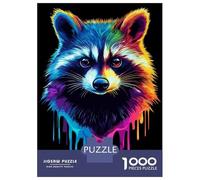 Jigsaw Puzzle 1000 Piece for Teenagers Rainbow Pop Art Raccoon Puzzles for Adults Fun Games Wall Decoration Stress Reduction Gifts 52x38cm/1000pcs