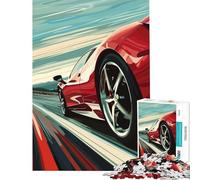 Jigsaw Puzzle 1000 Piece for Teenagers Red Ferrari Speeding Educational Games for Educational Game Challenge Toy Funny Gifts Wall Art (Size 38x52cm)
