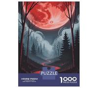 Jigsaw Puzzle 1000 Piece for Teenagers Red Moonlit Forest Path Adult Puzzles Fun Games Difficult Challenge Stress Reduction Gifts 38x26cm/1000pcs