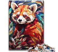 Jigsaw Puzzle 1000 Piece for Teenagers Red Panda Stained Glass Suitable for Couples Educational Games Birthday Gifts 38x52cm