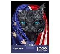 Jigsaw Puzzle 1000 Piece for Teenagers Russian Cat USA Patriot Jigsaw for Adults Hands-on Game Difficult Hard Stress Reduction Gifts 52x38cm/1000pcs