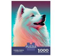 Jigsaw Puzzle 1000 Piece for Teenagers Samoyed Colorful Dog Puzzles for Adults Brain Teaser Game Analysis And Logic Help The Brain Exercise 38x26cm/1000pcs
