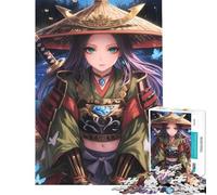 Jigsaw Puzzle 1000 Piece for Teenagers Samurai Girl Butterflies Help The Brain Exercise Birthday Present Toy Wall Decor Suitable for People Aged 14 And Above (38x26cm)