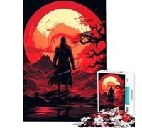 Jigsaw Puzzle 1000 Piece for Teenagers Samurai Sunset Japan Fun at Home Activities, Presents for Women Relax Games Suitable for Ages 14 And Up (38x52cm)