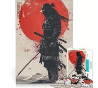 Jigsaw Puzzle 1000 Piece for Teenagers Samurai Warrior with Rising Sun Backdrop Educational Games For Family Fun Gifts for Friends And Family 38x26cm