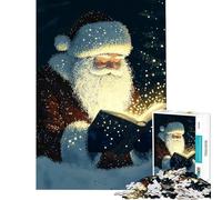Jigsaw Puzzle 1000 Piece for Teenagers Santa Reading Magic Book Christmas Help The Brain Exercise Birthday Present Toy Wall Decor Suitable for People Aged 14 And Above (38x52cm)