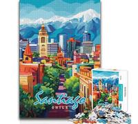 Jigsaw Puzzle 1000 Piece for Teenagers Santiago, Chile Cityscape Family Fun & Game Night Pattern Assembly Funny Gift 38x52cm(1000pcs)