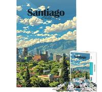 Jigsaw Puzzle 1000 Piece for Teenagers Santiago, Chile Skyline Adult Jigsaw Puzzle Toy Wall Decor Wall Art Stress Reduction Gifts (Size 50x75cm)