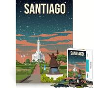 Jigsaw Puzzle 1000 Piece for Teenagers Santiago, Dominican Republic Pixel Art Tight Cut Fun Logic Game Play Quiet Play Game Xmas Decor Gift (38x26cm)