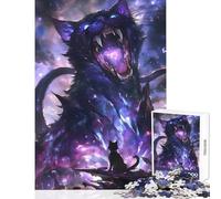 Jigsaw Puzzle 1000 Piece for Teenagers Scary Dreaming Cat Toy Wall Decor Art Work Gift Practical Game Help The Brain Exercise Size 38x26cm