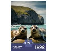 Jigsaw Puzzle 1000 Piece for Teenagers Seal Pups on Rocky Beach Jigsaw for Adults Hands-on Game Difficult Hard Stress Reduction Gifts 52x38cm/1000pcs
