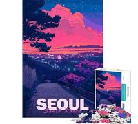 Jigsaw Puzzle 1000 Piece for Teenagers Seoul Aesthetic City Help The Brain Exercise Birthday Present Toy Wall Decor Suitable for People Aged 14 And Above (38x52cm)