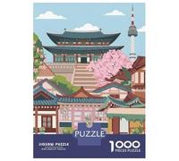Jigsaw Puzzle 1000 Piece for Teenagers Seoul Cityscape with Traditional Architecture Jigsaw for Adults Relax Games For Family Fun Deal As Gifts for The Whole Family 52x38cm/1000pcs