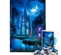 Jigsaw Puzzle 1000 Piece for Teenagers Serene Castle Under The Crescent Moon for Birthday, Chrismas For Family Fun Family Game for 14+ Puzzle Game Offered (50x75cm)