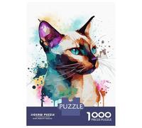 Jigsaw Puzzle 1000 Piece for Teenagers Siamese Watercolor Cat Jigsaws for Adults Hands-on Game Pattern Assembly Unique Birthday And Gifts 52x38cm/1000pcs