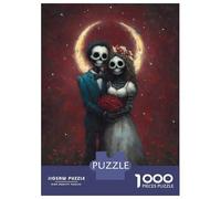 Jigsaw Puzzle 1000 Piece for Teenagers Skeletal Wedding Couple with Red Roses Jigsaw for Adults Fun Games Birthday Present for Birthday, Chrismas 52x38cm/1000pcs