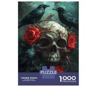 Jigsaw Puzzle 1000 Piece for Teenagers Skull with Crows And Roses Jigsaws for Adults Hands-on Game Pattern Assembly Unique Birthday And Gifts 70x50cm/1000pcs