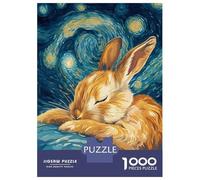 Jigsaw Puzzle 1000 Piece for Teenagers Sleeping Bunny Starry Night Jigsaw for Adults Hands-on Game Difficult Hard Stress Reduction Gifts 52x38cm/1000pcs