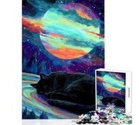 Jigsaw Puzzle 1000 Piece for Teenagers Sleeping Cat Beneath Cosmic Sky Family Game Suitable for Couples DIY Toys Gifts for Friends And Family (50x75cm)