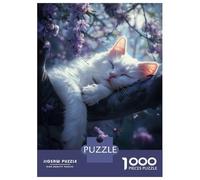 Jigsaw Puzzle 1000 Piece for Teenagers Sleeping Cat in Blossoms Puzzles for Adults Brain Teaser Game Analysis And Logic Help The Brain Exercise 52x38cm/1000pcs