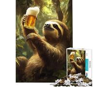 Jigsaw Puzzle 1000 Piece for Teenagers Sloth Sips Beer Jigsaw for Teenagers Enhance Memory Wishlist with Santa Claus Educational Family Game (Size 38x52cm)