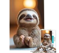 Jigsaw Puzzle 1000 Piece for Teenagers Smiling Sloth Fun at Home Activities, Presents for Women Relax Games Suitable for Ages 14 And Up (50x75cm)