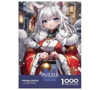 Jigsaw Puzzle 1000 Piece for Teenagers Snowy Fox Priestess Puzzles for Adults Brain Teaser Game Analysis And Logic Help The Brain Exercise 52x38cm/1000pcs