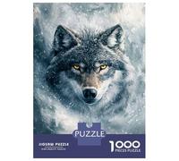Jigsaw Puzzle 1000 Piece for Teenagers Snowy Wolf Gaze Puzzles for Adults Brain Teaser Game Analysis And Logic Help The Brain Exercise 38x26cm/1000pcs