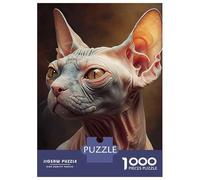 Jigsaw Puzzle 1000 Piece for Teenagers Sphynx Cat Oil Paint Jigsaw for Adults Hands-on Game Difficult Hard Stress Reduction Gifts 52x38cm/1000pcs