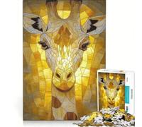 Jigsaw Puzzle 1000 Piece for Teenagers Stained Glass Giraffe, Toy Wall Decor, Difficult And Challenge, Great Gift for Gaming 38x26cm