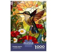 Jigsaw Puzzle 1000 Piece for Teenagers Stained Glass Hummingbird Puzzles for Adults Brain Teaser Game Analysis And Logic Help The Brain Exercise 70x50cm/1000pcs