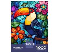 Jigsaw Puzzle 1000 Piece for Teenagers Stained Glass Toucan Art-1 Puzzles for Adults Fun Games Wall Decoration Stress Reduction Gifts 38x26cm/1000pcs