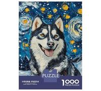 Jigsaw Puzzle 1000 Piece for Teenagers Starry Husky Smile -1 Jigsaw for Adults Fun Games Birthday Present for Birthday, Chrismas 52x38cm/1000pcs