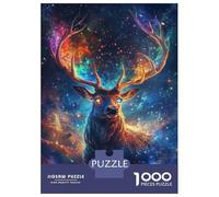 Jigsaw Puzzle 1000 Piece for Teenagers Stellar Stag Cosmic Majesty Puzzles for Adults Brain Teaser Game Analysis And Logic Help The Brain Exercise 52x38cm/1000pcs