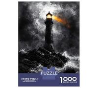 Jigsaw Puzzle 1000 Piece for Teenagers Stormy Lighthouse in Dramatic Monochrome Style Teenager Puzzles Brain Teaser Game Pattern Assembly Unique Birthday And Gifts 38x26cm/1000pcs