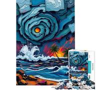 Jigsaw Puzzle 1000 Piece for Teenagers Stormy Seas Celestial Swirls - A Dance of Chaos Puzzle for Adults Fun Games Enhance Memory Help The Brain Exercise (Size 38x26cm)
