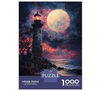 Jigsaw Puzzle 1000 Piece for Teenagers Sunset Ocean Lighthouse Jigsaw for Adults DIY Toys Pattern Assembly for Birthday, Chrismas 38x26cm/1000pcs