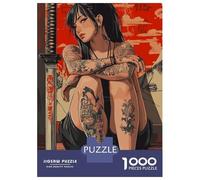 Jigsaw Puzzle 1000 Piece for Teenagers Tattooed Woman with Katana Puzzle for Adults Hands-on Game Staycation Kill Time Help The Brain Exercise 70x50cm/1000pcs