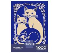 Jigsaw Puzzle 1000 Piece for Teenagers Three Cats in Floral Frame Puzzles for Adults Brain Teaser Game Analysis And Logic Help The Brain Exercise 70x50cm/1000pcs