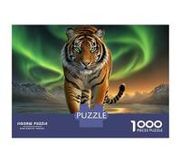Jigsaw Puzzle 1000 Piece for Teenagers Tiger Aurora Borealis Landscape Adult Puzzles Fun Games Difficult Challenge Stress Reduction Gifts 38x26cm/1000pcs