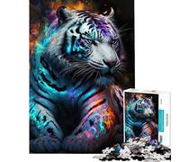 Jigsaw Puzzle 1000 Piece for Teenagers Tiger Neon Jigsaw Puzzle 1000 Home Decoration Toys Pattern Assembly Deal As Gifts for The Whole Family (38x26cm)
