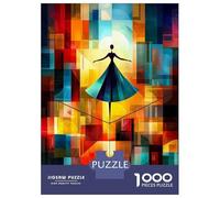 Jigsaw Puzzle 1000 Piece for Teenagers Tightrope Walker - August Macke Inspired - Geometric Abstract Balance Art Teenager Puzzles Brain Teaser Game Pattern Assembly Unique Birthday And Gifts 38x26cm/1