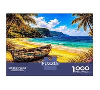 Jigsaw Puzzle 1000 Piece for Teenagers Tropical Beach with Old Boat Jigsaw for Adults Family Games Birthday Present Help The Brain Exercise 70x50cm/1000pcs