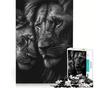 Jigsaw Puzzle 1000 Piece for Teenagers Two Cuddling Lions Poster, Toy Wall Decor, Difficult And Challenge, Great Gift for Gaming 38x26cm