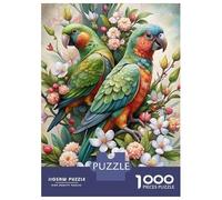Jigsaw Puzzle 1000 Piece for Teenagers Two Parrots in Floral Arrangement Puzzle for Adults Hands-on Game Staycation Kill Time Help The Brain Exercise 38x26cm/1000pcs