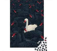 Jigsaw Puzzle 1000 Piece for Teenagers Unique White Swan Among Black Swans Jigsaw for Adults Relax Games For Family Fun Deal As Gifts for The Whole Family 52x38cm/1000pcs