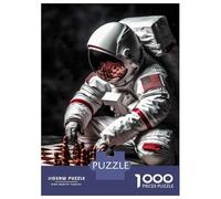 Jigsaw Puzzle 1000 Piece for Teenagers US Astronaut Playing Chess Jigsaw for Adults Fun Games Birthday Present for Birthday, Chrismas 52x38cm/1000pcs